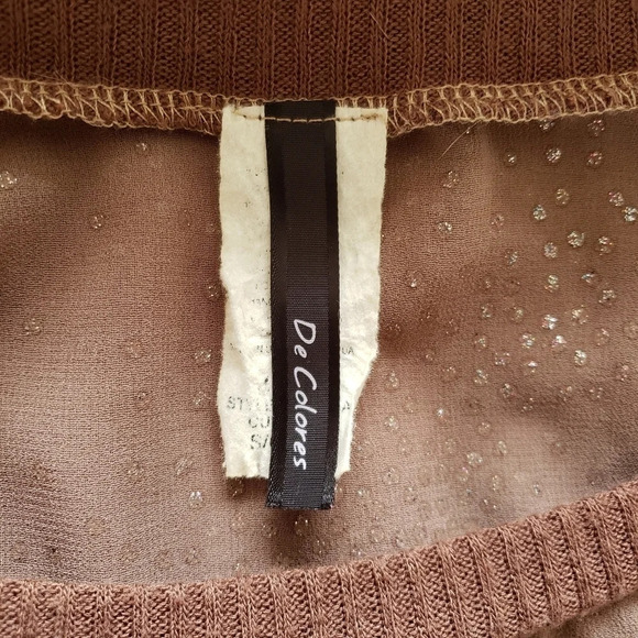 Tan Cappuccino ribbed stretch Ham Long sleeve Blou - Picture 4 of 8